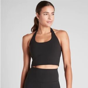 Athleta Black Halter Crop Top with Built in Bra Size Medium